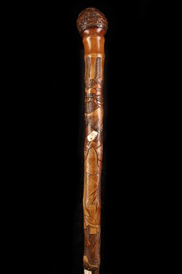 Lot 116 - A JAPANESE BAMBOO CANE, with rhizome knop,...