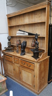 Lot 183 - A Victorian pine dresser, with plate rack over...