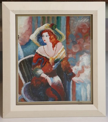 Lot 145 - A mid 20th century gouache portrait of a...