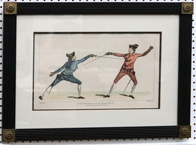 Lot 304 - A set of six modern framed prints of men fencing.