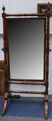 Lot 303 - A Victorian mahogany cheval mirror, the...