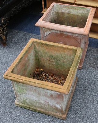 Lot 190 - Three large terracotta square section garden...