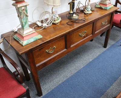 Lot 314 - A modern elm dresser base in Georgian style,...