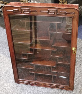 Lot 318 - An Oriental hardwood display cabinet, 63 x 47cm.