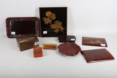 Lot 326 - A collection of Japanese lacquer, including a...