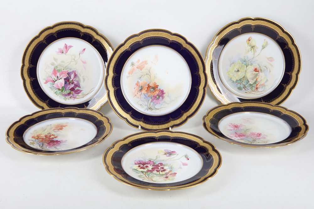 Lot 376 - A set of six Limoges WM. Guerin and co dessert...