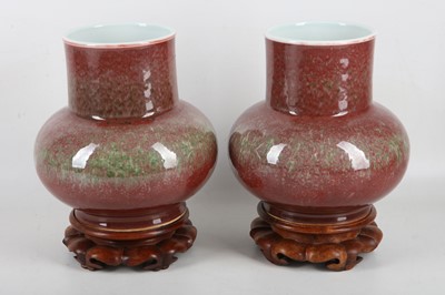 Lot 368 - A pair of 20th century Chinese mottled oxblood...