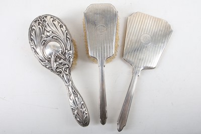 Lot 336 - Two Silver backed dressing table hair brushes...