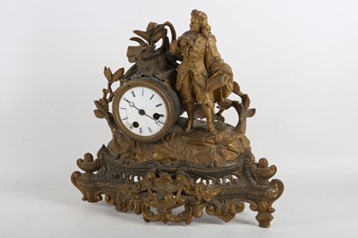 Lot 380 - A Victorian gilt figural mantle clock in rocco...