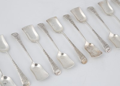 Lot 535 - Set of 12 Antique Sterling Silver ice cream...