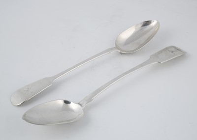 Lot 544 - Two Antique Sterling Silver basting spoons in...