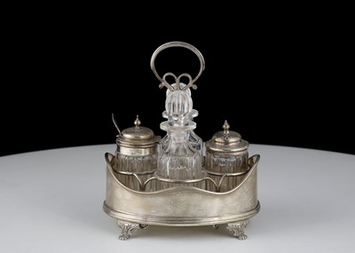 Lot 663 - Antique George V Sterling Silver cruet stand...