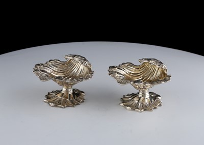 Lot 673 - Pair of Antique Victorian Sterling Silver salt...