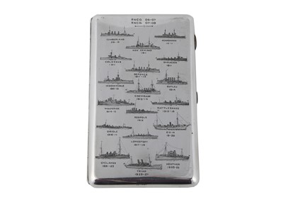 Lot 693 - NAVAL INTEREST - Unusual Antique Silver presentation cigarette case. Iraqi, c1928.