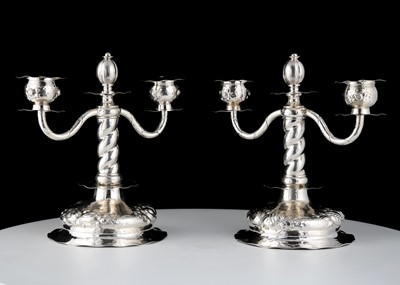 Lot 726 - Pair of Antique Swedish Candelabra marked CGH,...