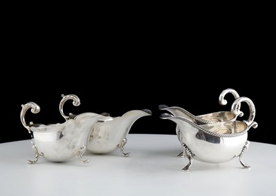 Lot 801 - Two pairs of Antique Sterling Silver sauce...