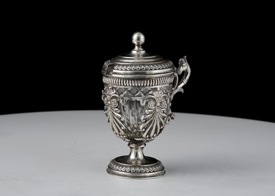 Lot 831 - Antique Continental Silver mustard pot on a...