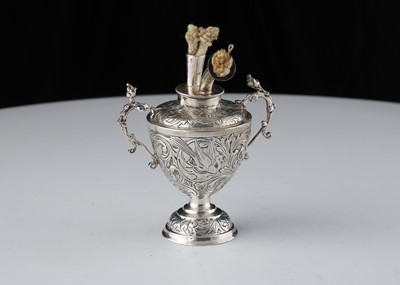 Lot 852 - Antique Victorian Sterling Silver cigar lamp...