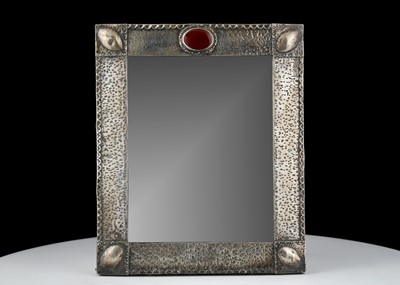 Lot 648 - Antique Arts & Crafts Silver mirror apparently...