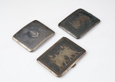 Lot 813 - Three Antique Thai / Siamese Silver cigarette...