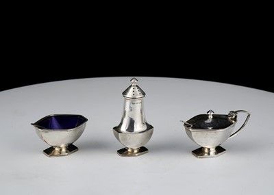 Lot 855 - Antique Art Deco Sterling Silver cruet set by...