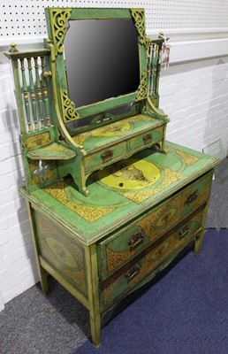 Lot 232 - A green painted dressing table with mirror...