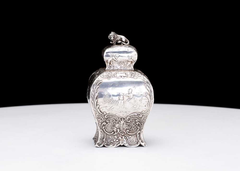 Lot 287 - A 19th century German antique silver tea caddy,...