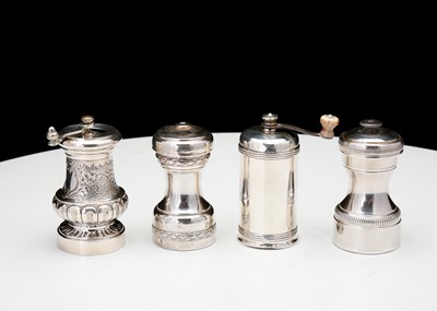 Lot 268 - Four silver-mounted pepper mills Including a...