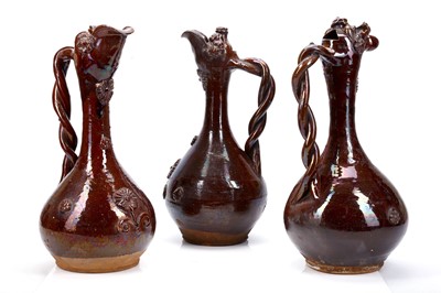 Lot 327 - THREE CANAKKALE POTTERY EWERS, OTTOMAN TURKEY,...