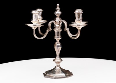 Lot 367 - An Elizabeth II sterling silver candelabra,...