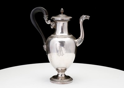 Lot 308 - A 19th century French silver coffee pot, 950...