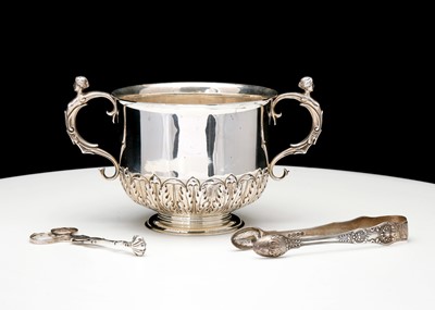 Lot 338 - An antique sterling silver twin handled...