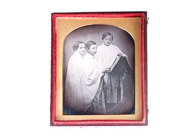 Lot 106 - A scarce early Daguerreotype of three choir...