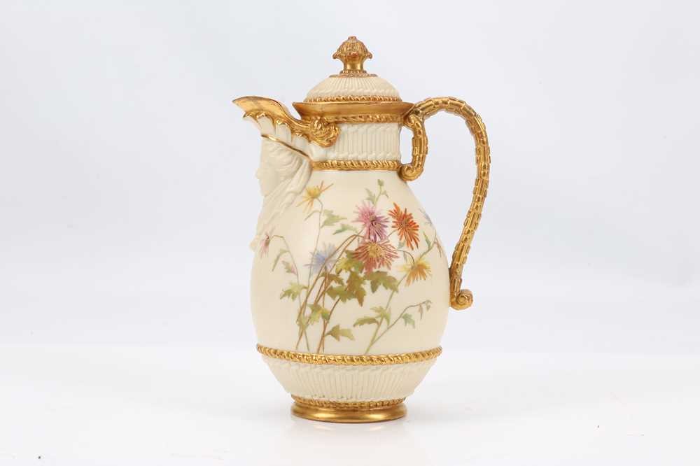 Lot 345 - A ROYAL WORCESTER BLUSH IVORY PORCELAIN COFFEE...