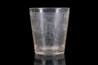 Lot 361 - A BOHEMIAN ENGRAVED GLASS HUNTING BEAKER, late...