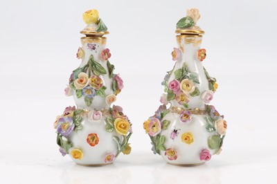 Lot 334 - A PAIR OF MEISSEN PORCELAIN SCENT BOTTLES AND...