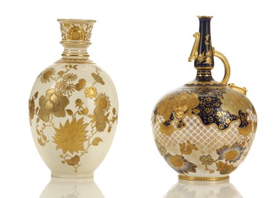 Lot 343 - TWO ROYAL CROWN DERBY PORCELAIN VASES, circa...