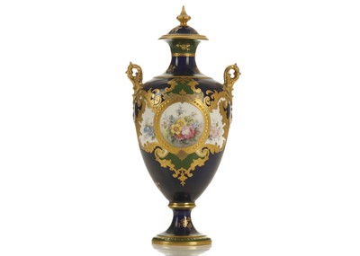 Lot 349 - A FINE ROYAL CROWN DERBY TWIN-HANDLED VASE AND...