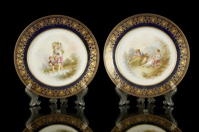 Lot 337A - A PAIR OF SEVRES PORCELAIN CABINET PLATES,...