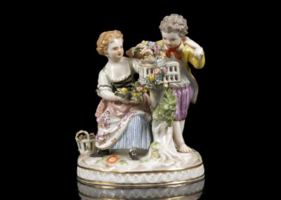 Lot 412 - A MEISSEN PORCELAIN FIGURE GROUP EMBLEMATIC OF...