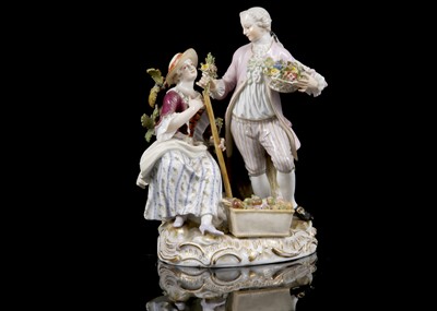 Lot 397 - A MEISSEN PORCELAIN FIGURE GROUP OF GARDENERS,...