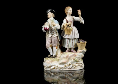 Lot 401 - A MEISSEN PORCELAIN FIGURE GROUP OF WINEMAKERS,...