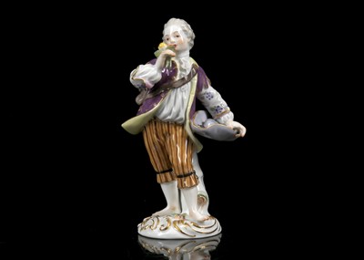 Lot 414 - A MEISSEN PORCELAIN FIGURE OF A BOY GARDENER,...