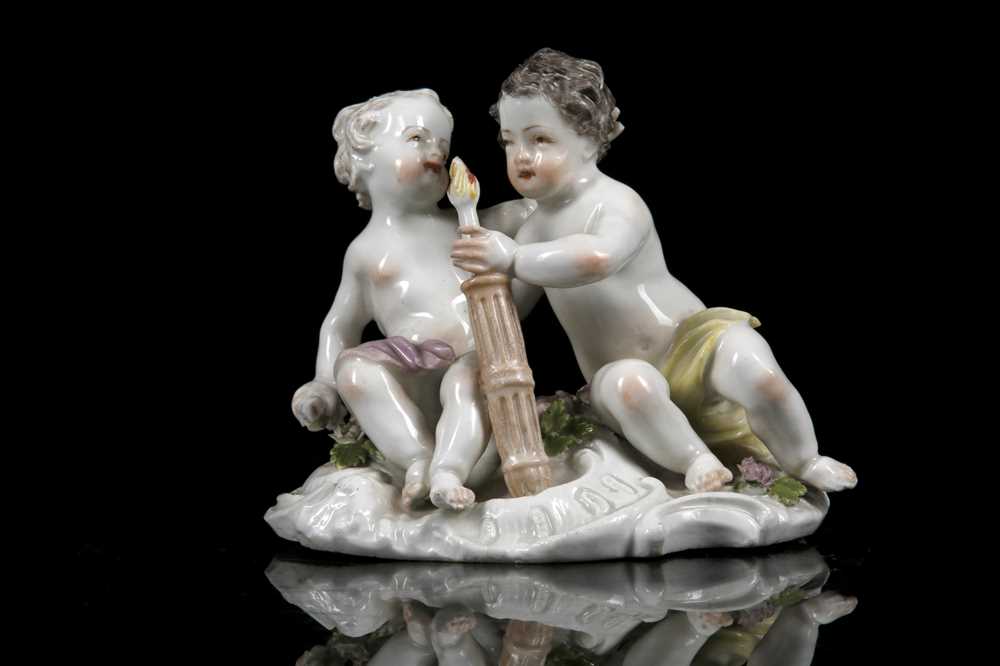 Lot 317 - A MEISSEN PORCELAIN FIGURE GROUP OF PUTTI, mid-...