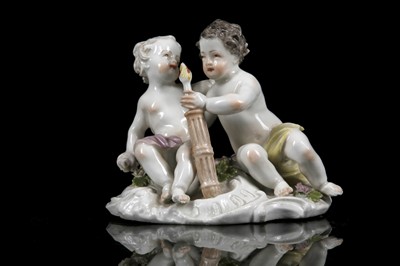 Lot 317 - A MEISSEN PORCELAIN FIGURE GROUP OF PUTTI, mid-...