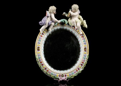 Lot 413 - A MEISSEN PORCELAIN EASEL MIRROR, 19th century,...