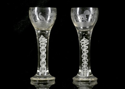 Lot 375 - AN IMPRESSIVE PAIR OF ENGRAVED OPAQUE-TWIST...