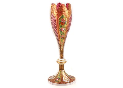 Lot 186 - A BOHEMIAN RUBY OVERLAY GLASS VASE, circa 1870-...