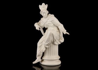 Lot 127 - A BERLIN BLANC-DE-CHINE PORCELAIN FIGURE OF...