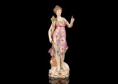 Lot 118 - A CHELSEA STYLE PORCELAIN FIGURE OF 'DIANA AND...